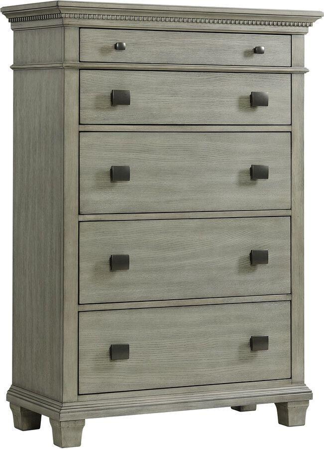 Elements Chest of Drawers - Clovis 5-Drawer Chest in Gray