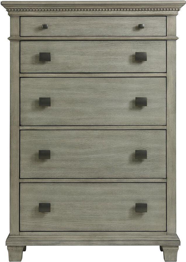 Elements Chest of Drawers - Clovis 5-Drawer Chest in Gray