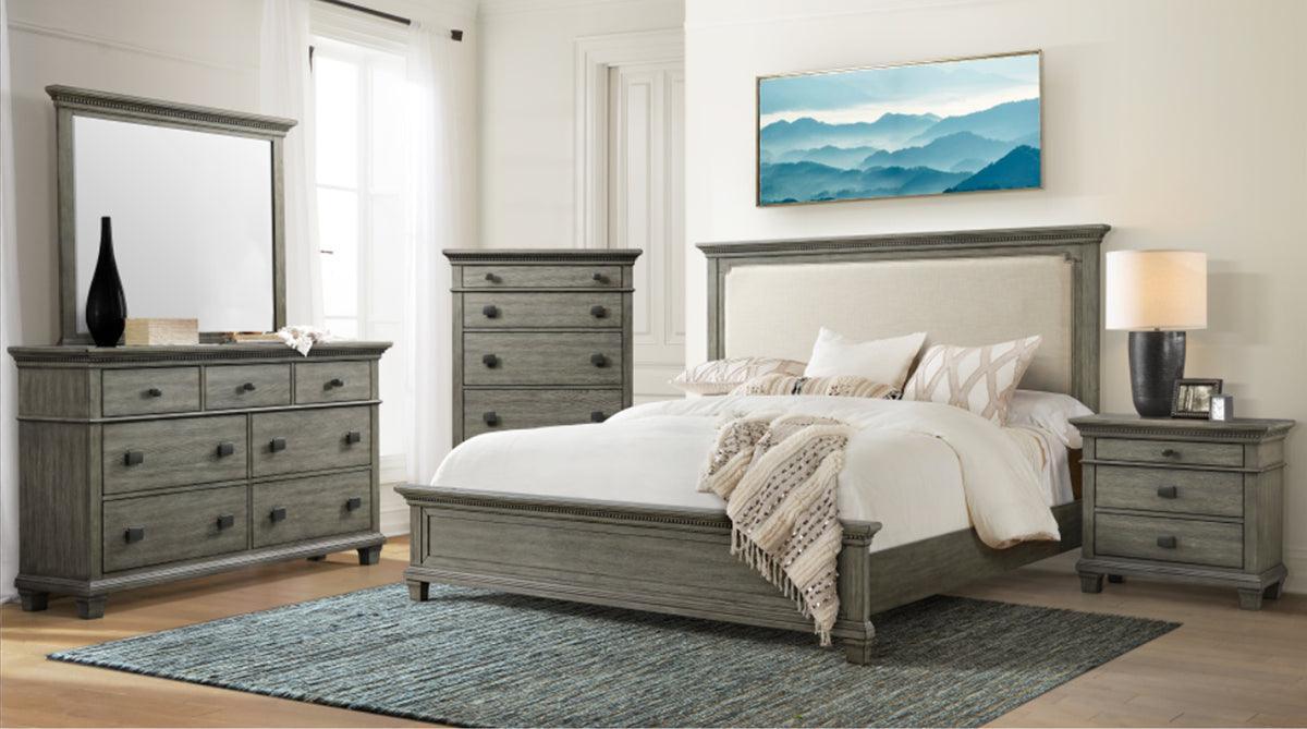 Elements Bedroom Sets - Clovis 7-Drawer Dresser & Mirror in Grey