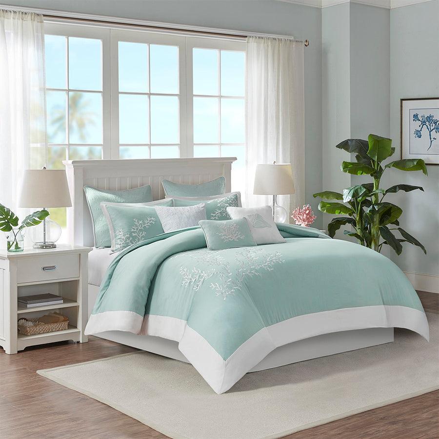 Olliix.com Duvet & Duvet Sets - Coastline Full/Queen Duvet Cover Mini Set Aqua