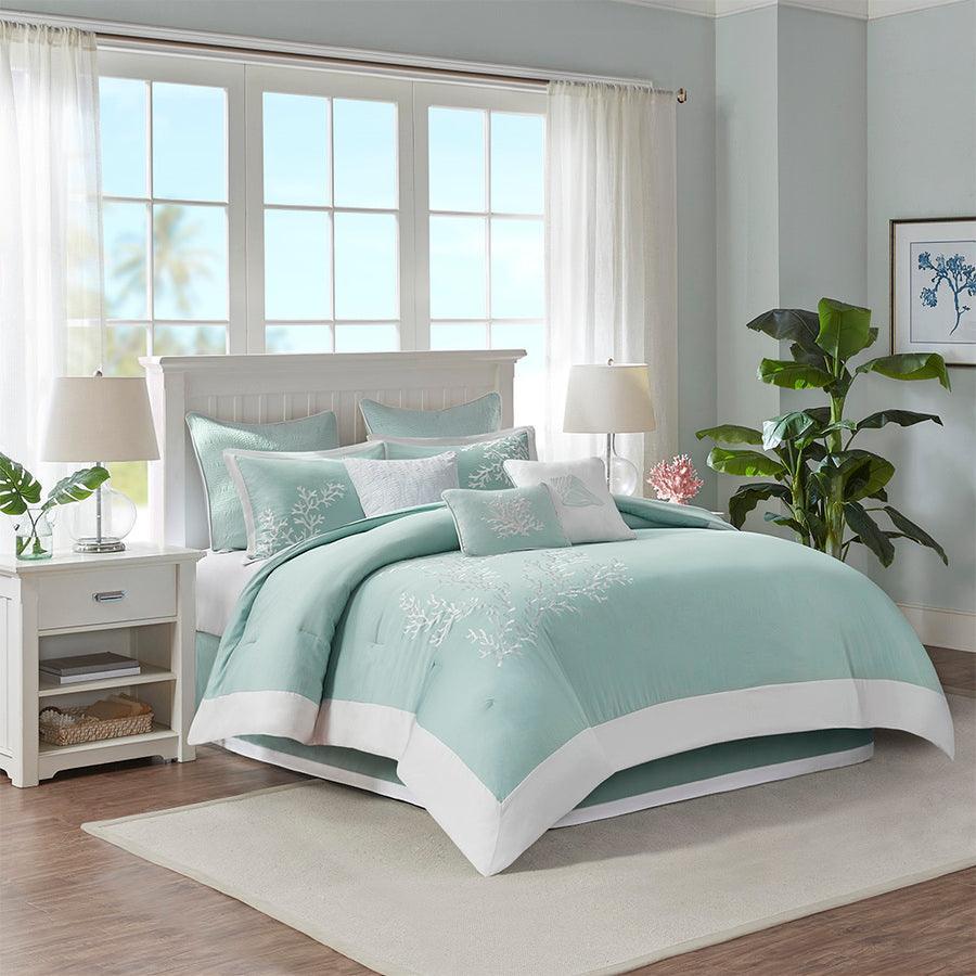 Olliix.com Comforters & Blankets - Coastline Modern Comforter Set Aqua Cal King