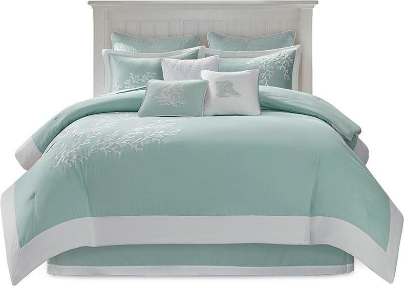 Olliix.com Comforters & Blankets - Coastline Modern Comforter Set Aqua Cal King