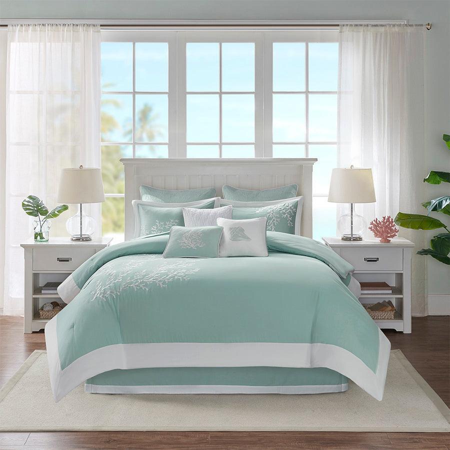 Olliix.com Comforters & Blankets - Coastline Modern Comforter Set Aqua Cal King