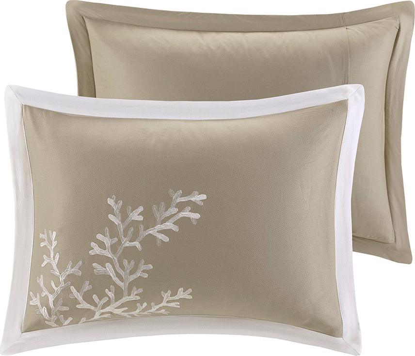Olliix.com Comforters & Blankets - Coastline Transitional 110" 6 Piece Comforter Set Khaki Cal King