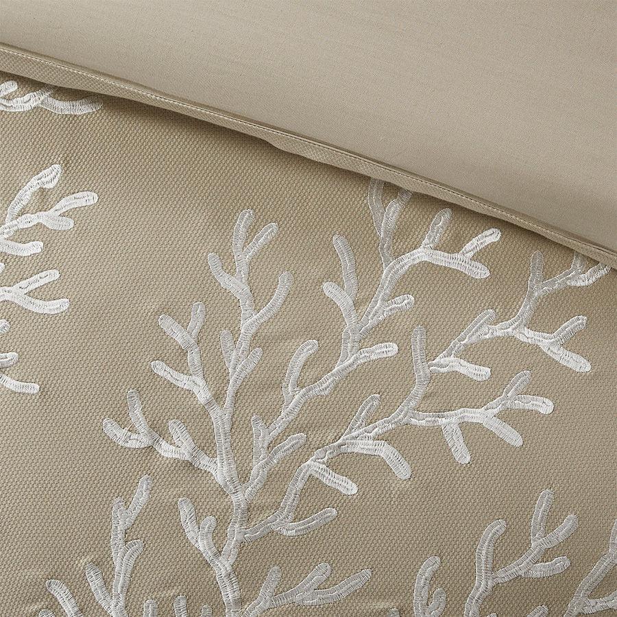 Olliix.com Comforters & Blankets - Coastline Transitional 110" 6 Piece Comforter Set Khaki Cal King