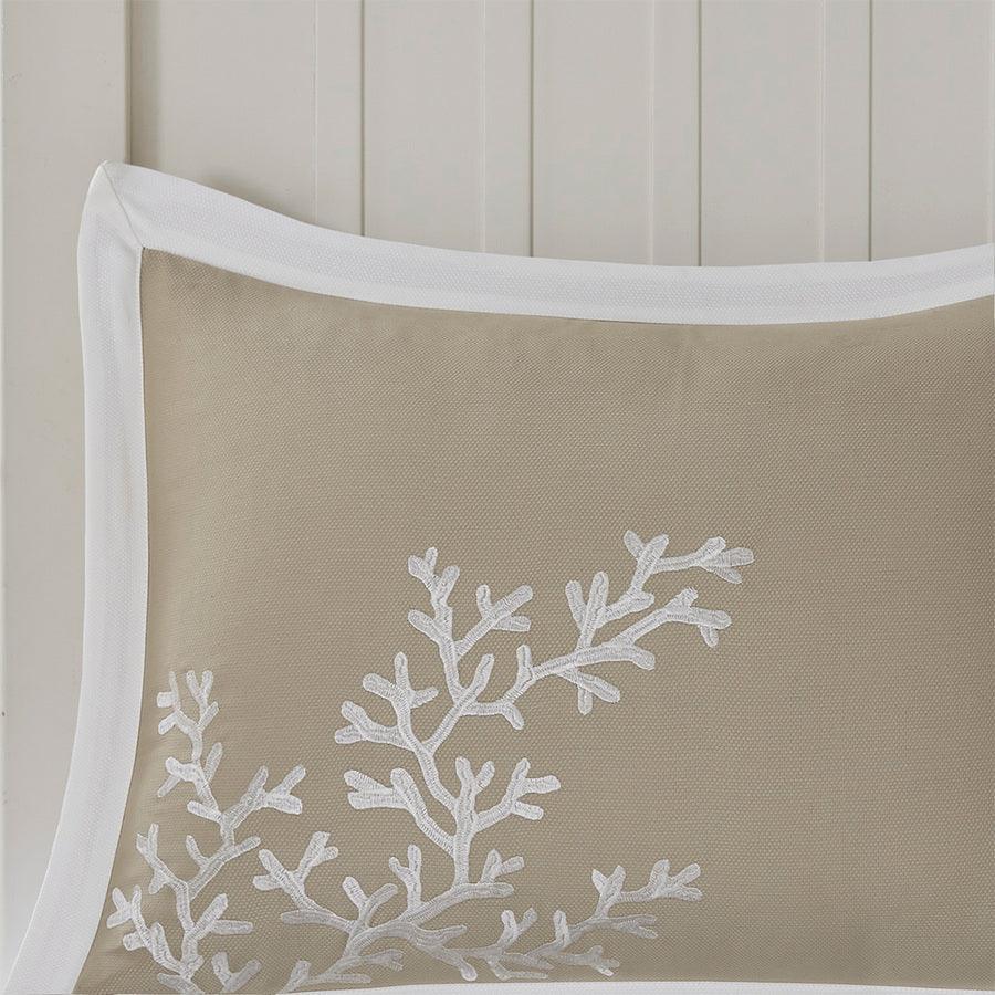 Olliix.com Comforters & Blankets - Coastline Transitional 110" 6 Piece Comforter Set Khaki Cal King