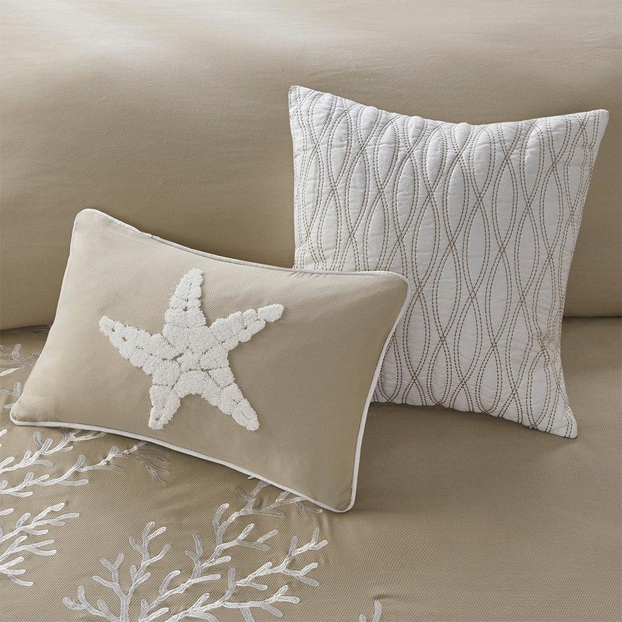 Olliix.com Comforters & Blankets - Coastline Transitional 110" 6 Piece Comforter Set Khaki Cal King
