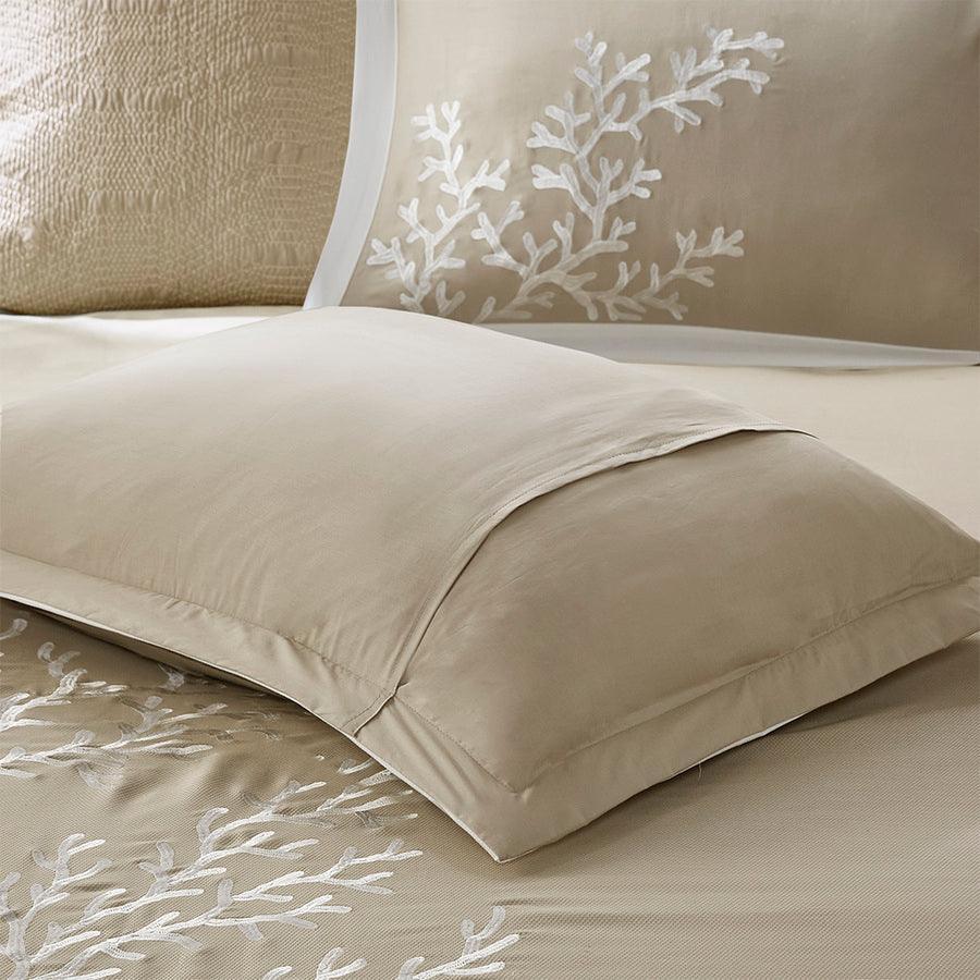 Olliix.com Comforters & Blankets - Coastline Transitional 110" 6 Piece Comforter Set Khaki Cal King