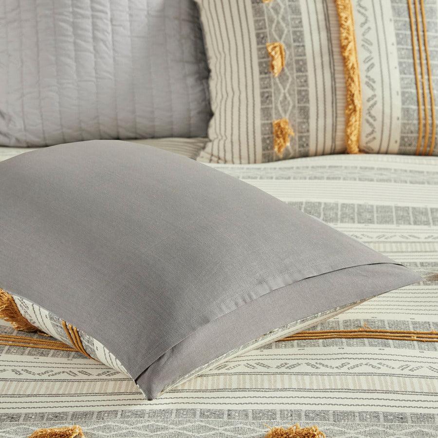 Olliix.com Comforters & Blankets - Cody 3 Piece Cotton Comforter Set Gray & Yellow King/Cal King