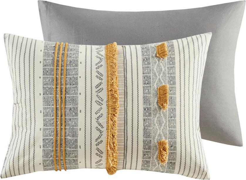 Olliix.com Comforters & Blankets - Cody 3 Piece Cotton Comforter Set Gray & Yellow King/Cal King