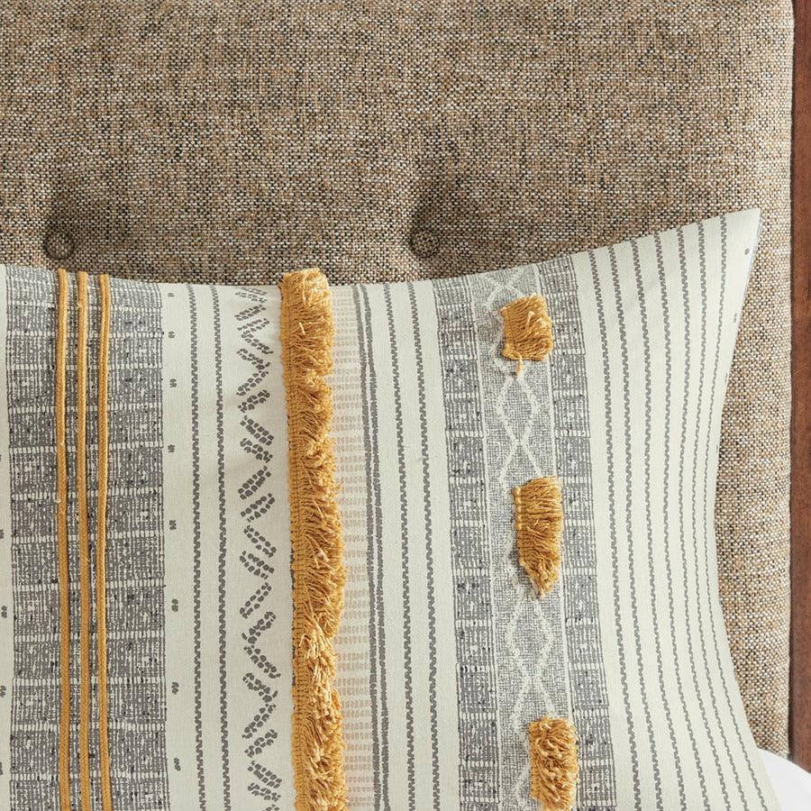 Olliix.com Duvet & Duvet Sets - Cody King/California King 3 Piece Cotton Duvet Cover Set Gray & Yellow
