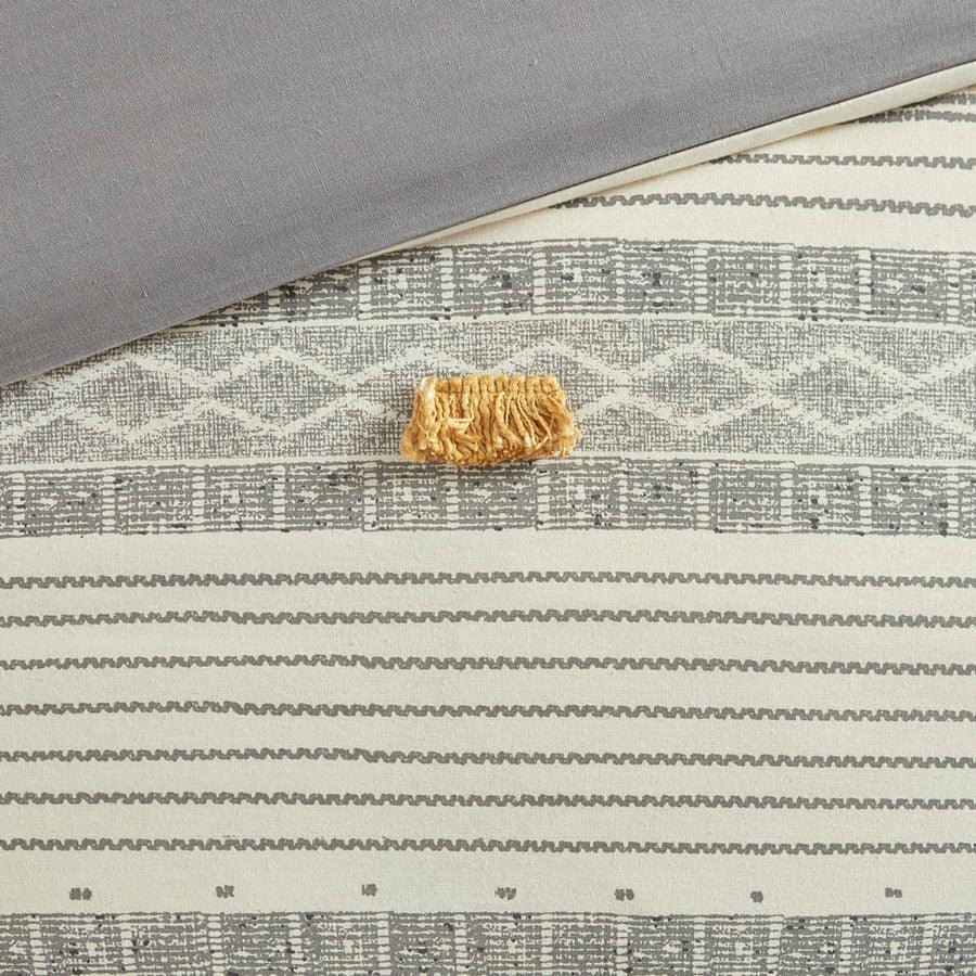 Olliix.com Duvet & Duvet Sets - Cody King/California King 3 Piece Cotton Duvet Cover Set Gray & Yellow