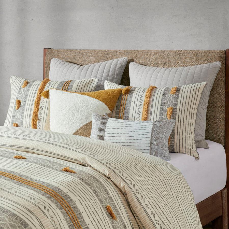 Olliix.com Duvet & Duvet Sets - Cody King/California King 3 Piece Cotton Duvet Cover Set Gray & Yellow