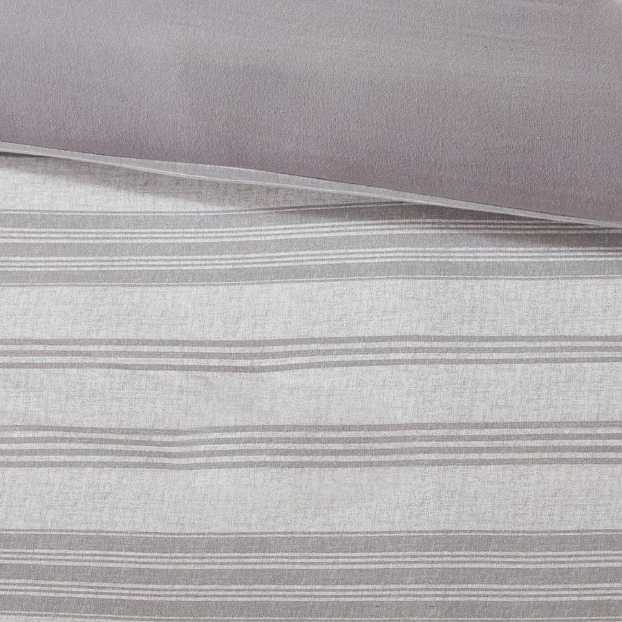 Olliix.com Duvet & Duvet Sets - Cole Casual Stripe Ultra Soft Cotton Blend Jersey Knit Duvet Cover Set Full/Queen Gray