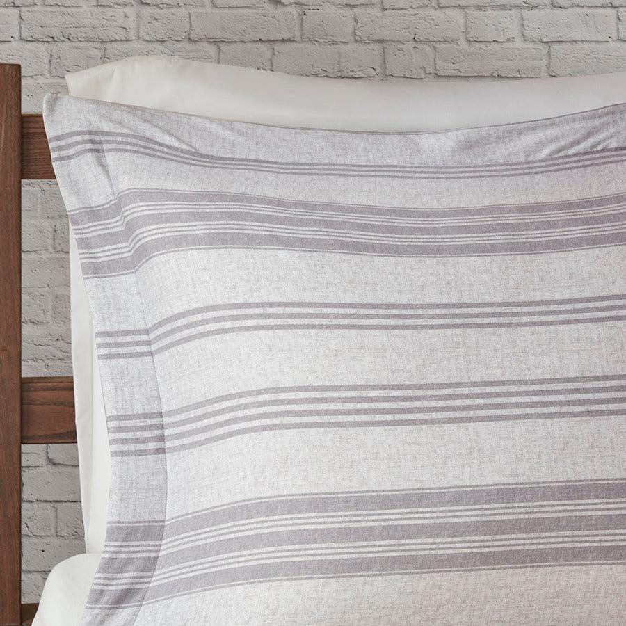 Olliix.com Duvet & Duvet Sets - Cole Casual Stripe Ultra Soft Cotton Blend Jersey Knit Duvet Cover Set Full/Queen Gray