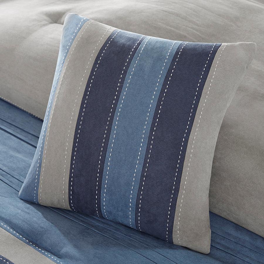 Olliix.com Comforters & Blankets - Collins Casual 7 Piece Comforter Set Navy King