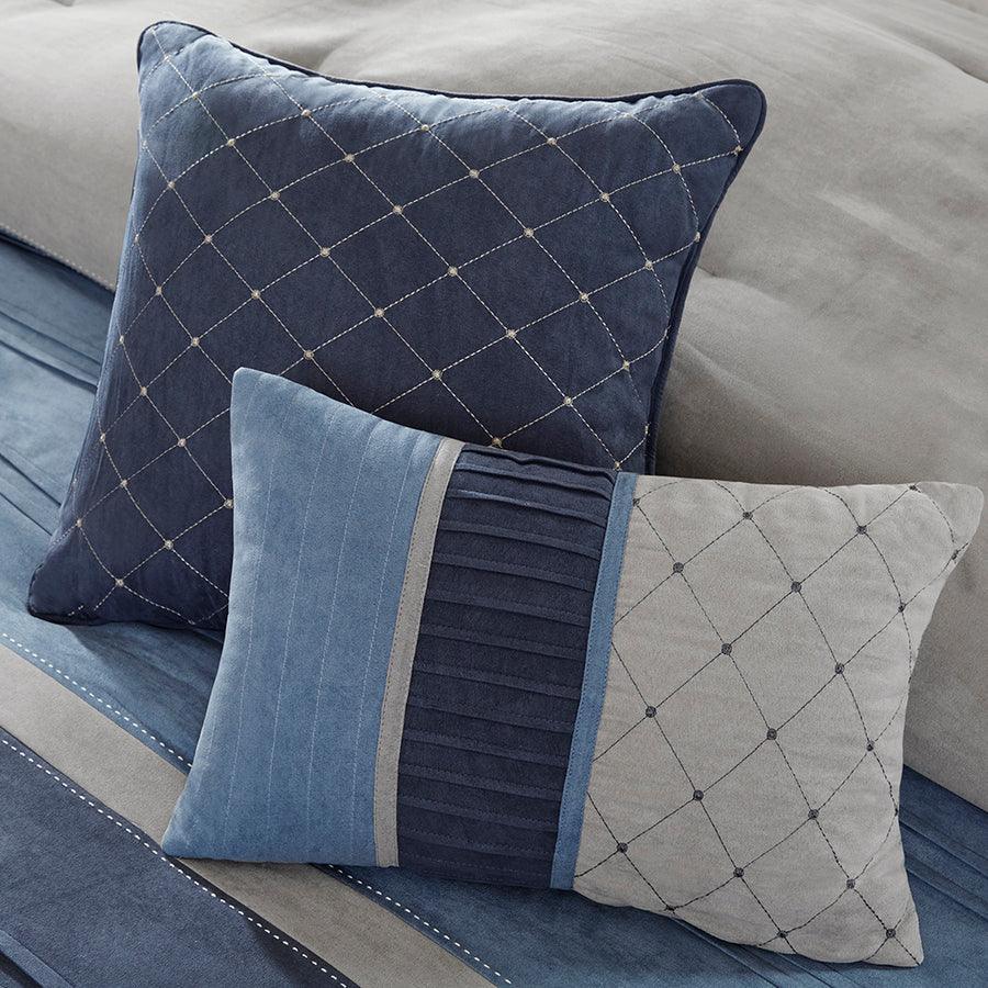 Olliix.com Comforters & Blankets - Collins Casual 7 Piece Comforter Set Navy King