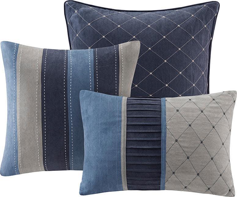 Olliix.com Comforters & Blankets - Collins Casual 7 Piece Comforter Set Navy King