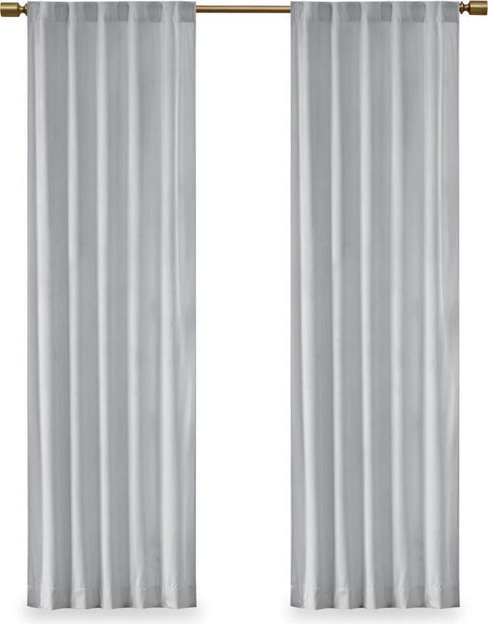 Olliix.com Curtains - Colt 63" Room Darkening Poly Velvet Rod Pocket Back Tab Window Panel Pair Light Gray