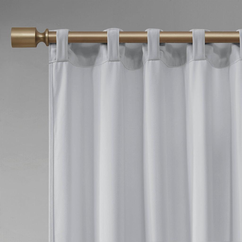 Olliix.com Curtains - Colt 63" Room Darkening Poly Velvet Rod Pocket Back Tab Window Panel Pair Light Gray
