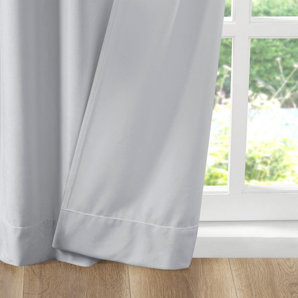Olliix.com Curtains - Colt 63" Room Darkening Poly Velvet Rod Pocket Back Tab Window Panel Pair Light Gray