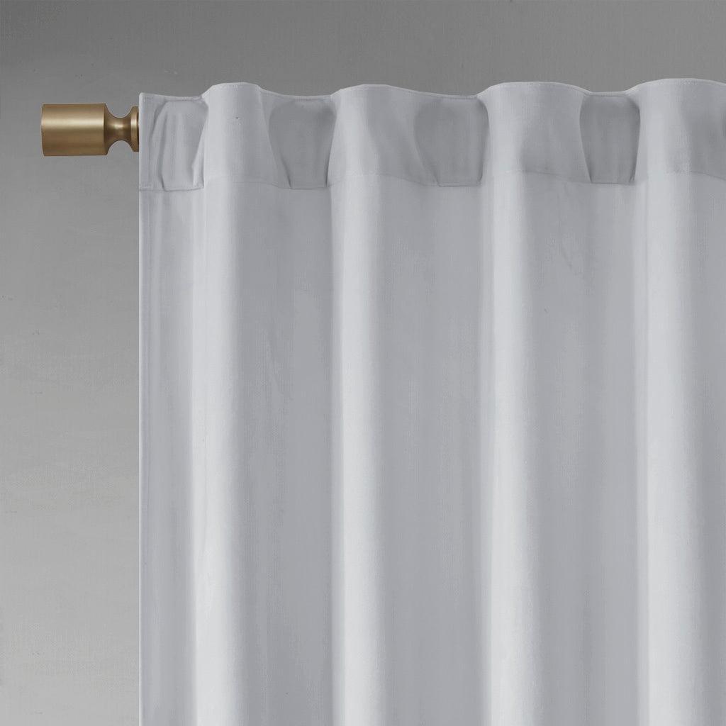 Olliix.com Curtains - Colt 84" Room Darkening Poly Velvet Rod Pocket Back Tab Window Panel Pair Light Gray