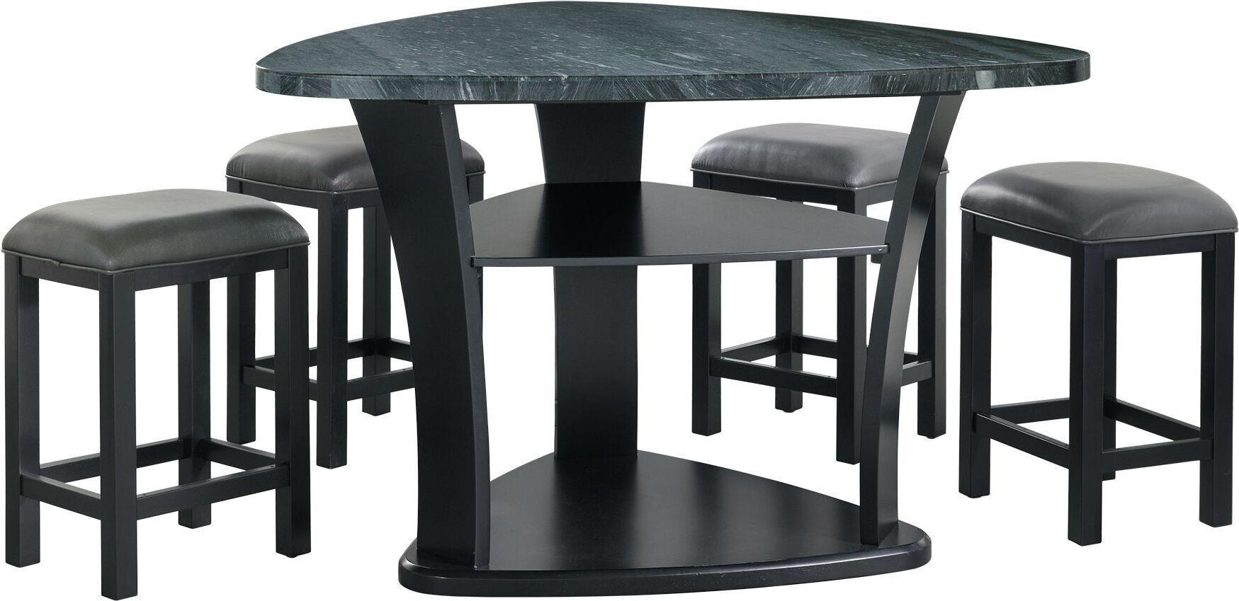 Elements Dining Sets - Colton 5PC Counter Height Dining Set in Grey - Table and Four Stools