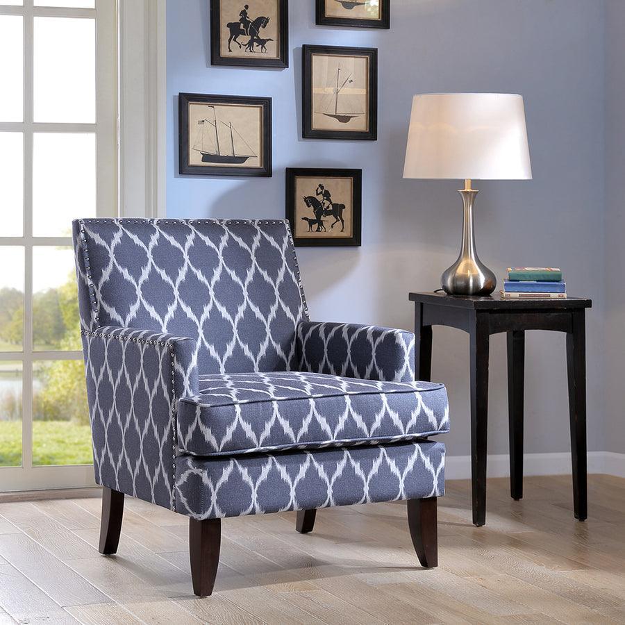 Olliix.com Accent Chairs - Colton Track Arm Club Chair Blue & White