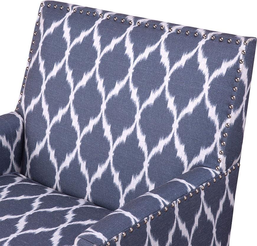 Olliix.com Accent Chairs - Colton Track Arm Club Chair Blue & White