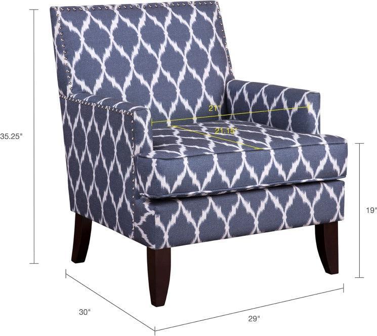 Olliix.com Accent Chairs - Colton Track Arm Club Chair Blue & White