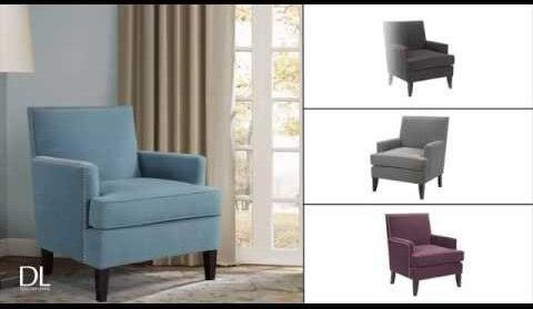 Olliix.com Accent Chairs - Colton Track Arm Club Chair Blue & White