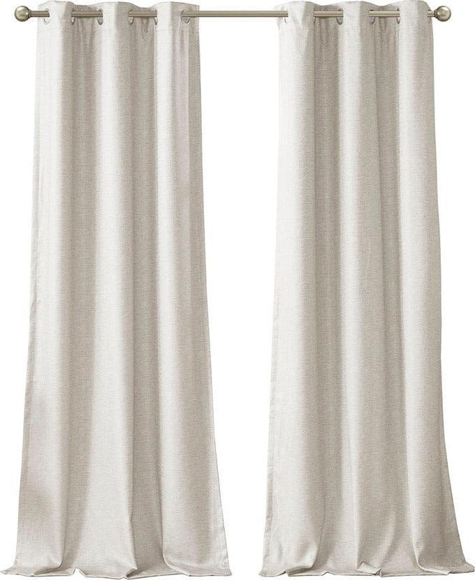 Olliix.com Curtains - Como 84 H Tonal Printed Faux Silk Total Blackout Window Panel Pair Ivory