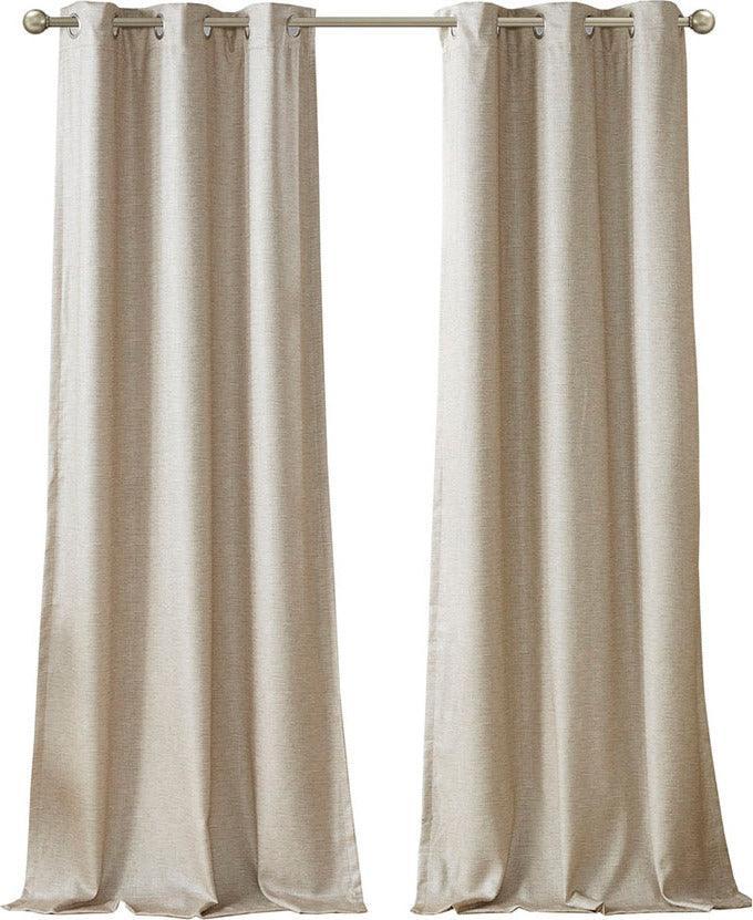 Olliix.com Curtains - Como 84 H Tonal Printed Faux Silk Total Blackout Window Panel Pair Taupe