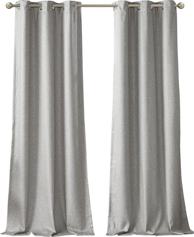 Olliix.com Curtains - Como 95 H Tonal Printed Faux Silk Total Blackout Window Panel Pair Gray