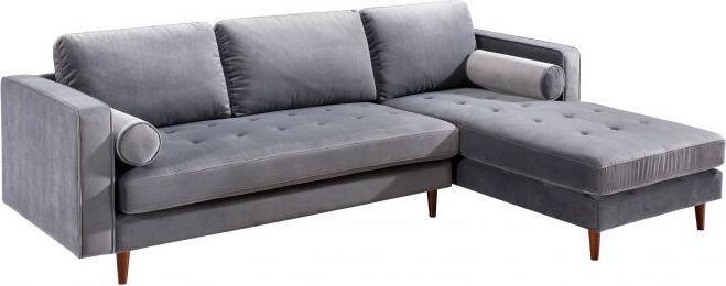 Tov Furniture Sectional Sofas - Como Grey Velvet Sectional RAF