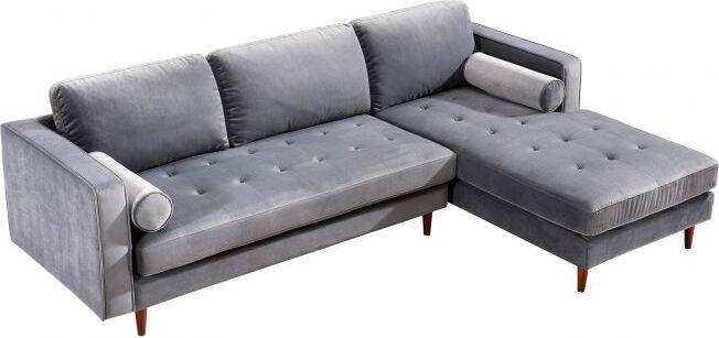 Tov Furniture Sectional Sofas - Como Grey Velvet Sectional RAF