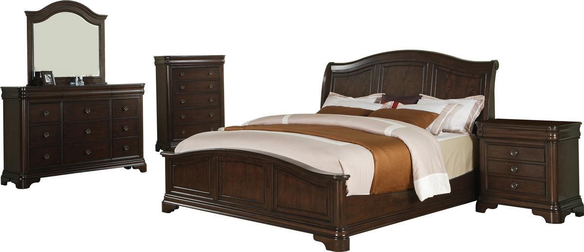 Elements Bedroom Sets - Conley Cherry King Panel 5PC Bedroom Set Cherry