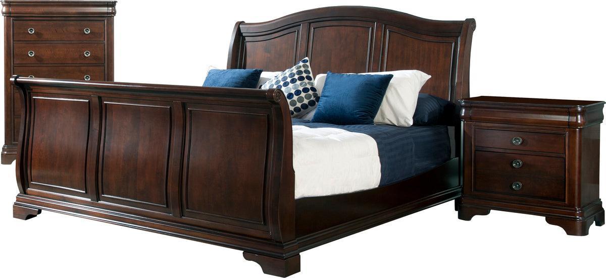 Elements Bedroom Sets - Conley Cherry King Sleigh 3PC Bedroom Set Cherry