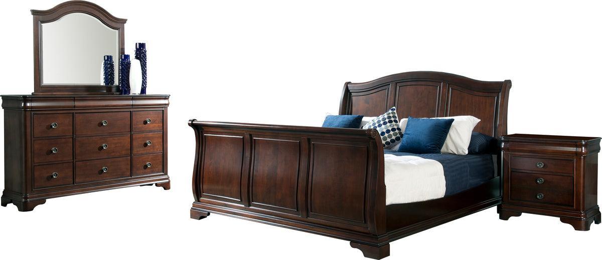 Elements Bedroom Sets - Conley Cherry King Sleigh 4PC Bedroom Set Cherry