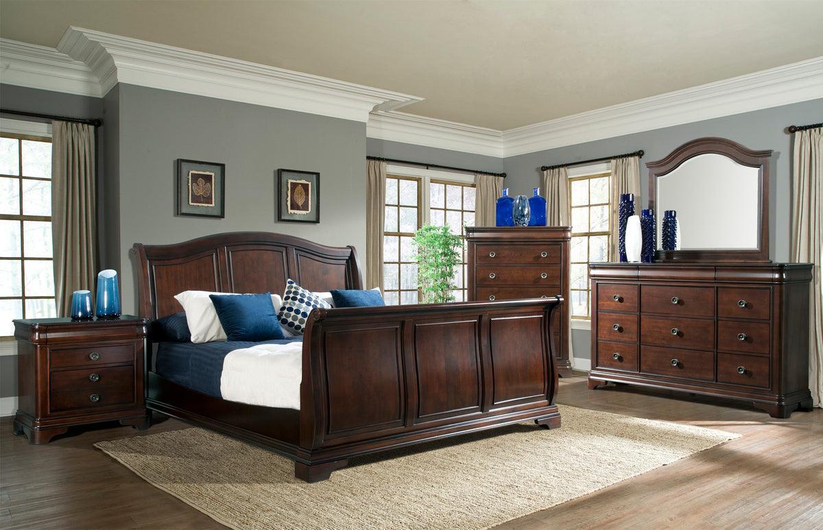 Elements Bedroom Sets - Conley Cherry King Sleigh 5PC Bedroom Set Cherry