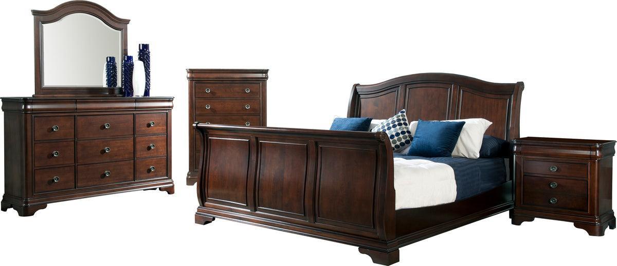 Elements Bedroom Sets - Conley Cherry King Sleigh 5PC Bedroom Set Cherry