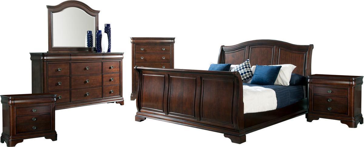 Elements Bedroom Sets - Conley Cherry King Sleigh 6PC Bedroom Set Cherry