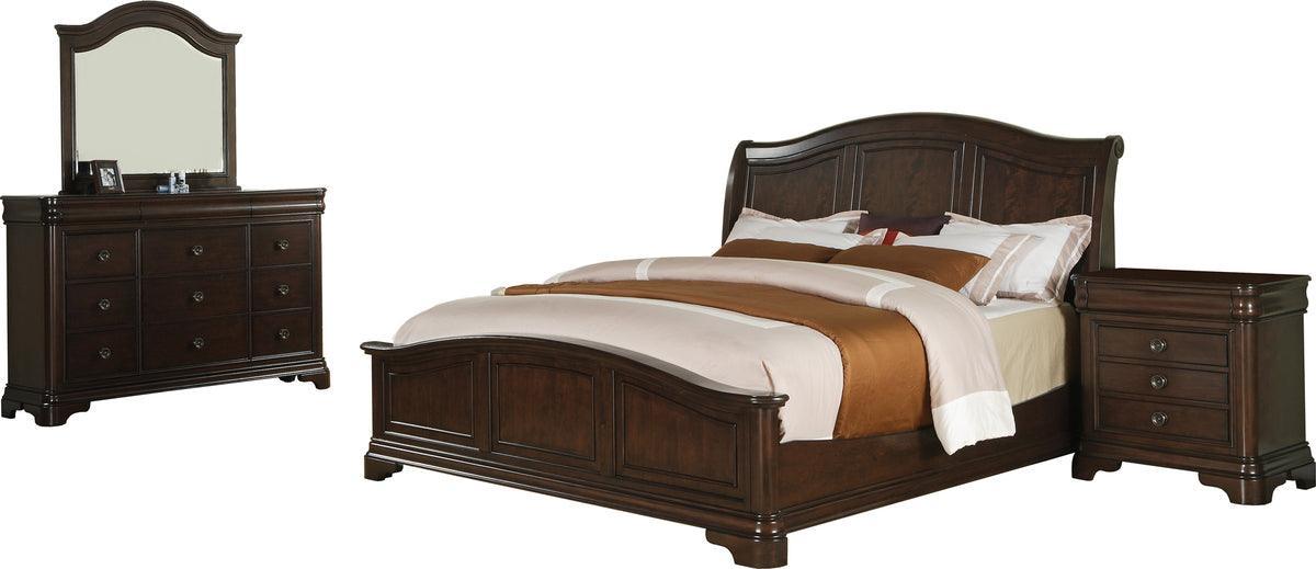 Elements Bedroom Sets - Conley Cherry Queen Panel 4PC Bedroom Set Cherry