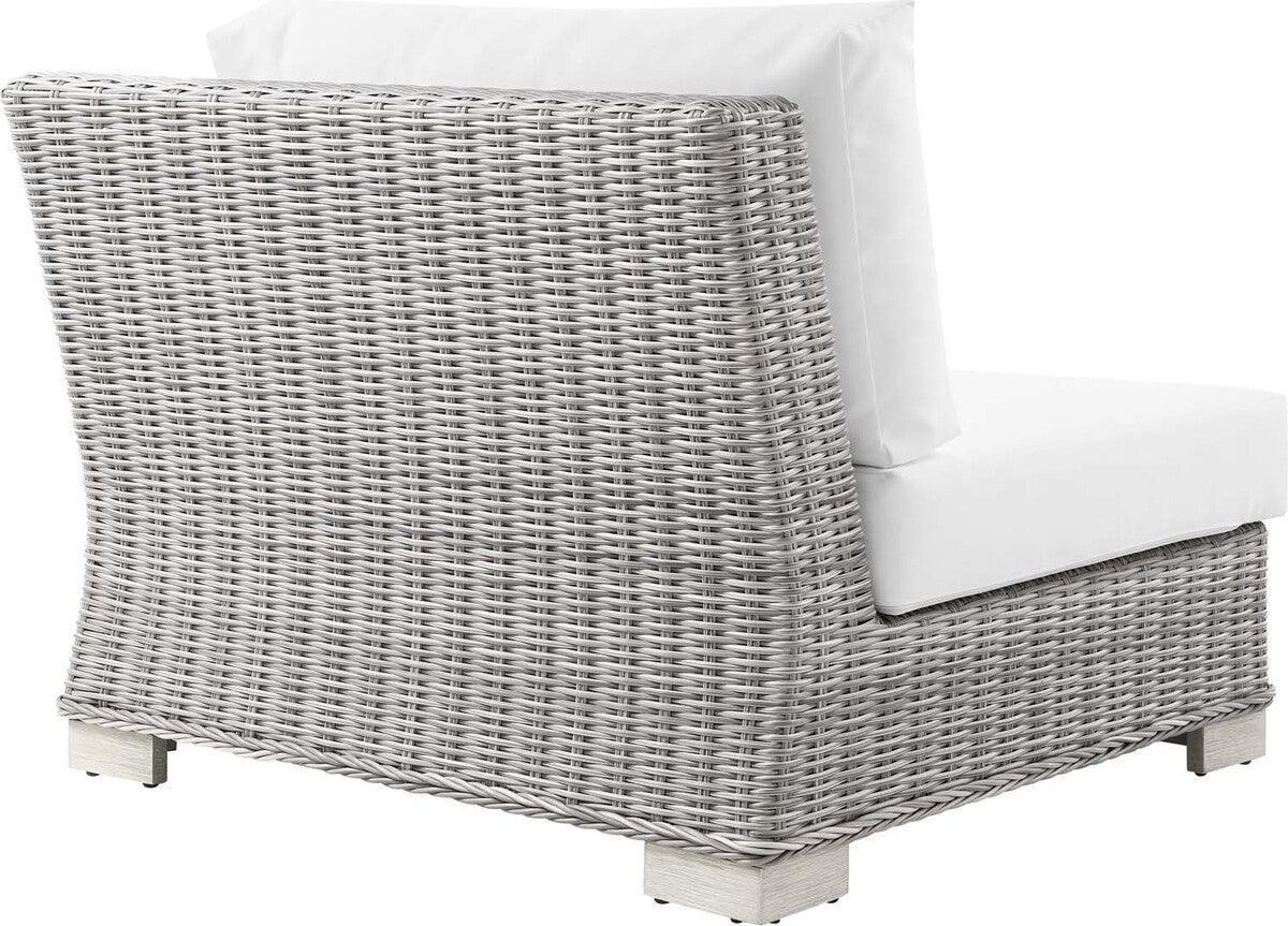 Modway Outdoor Chairs - Conway Outdoor Patio Wicker Rattan Right-Arm Chair Light Gray White