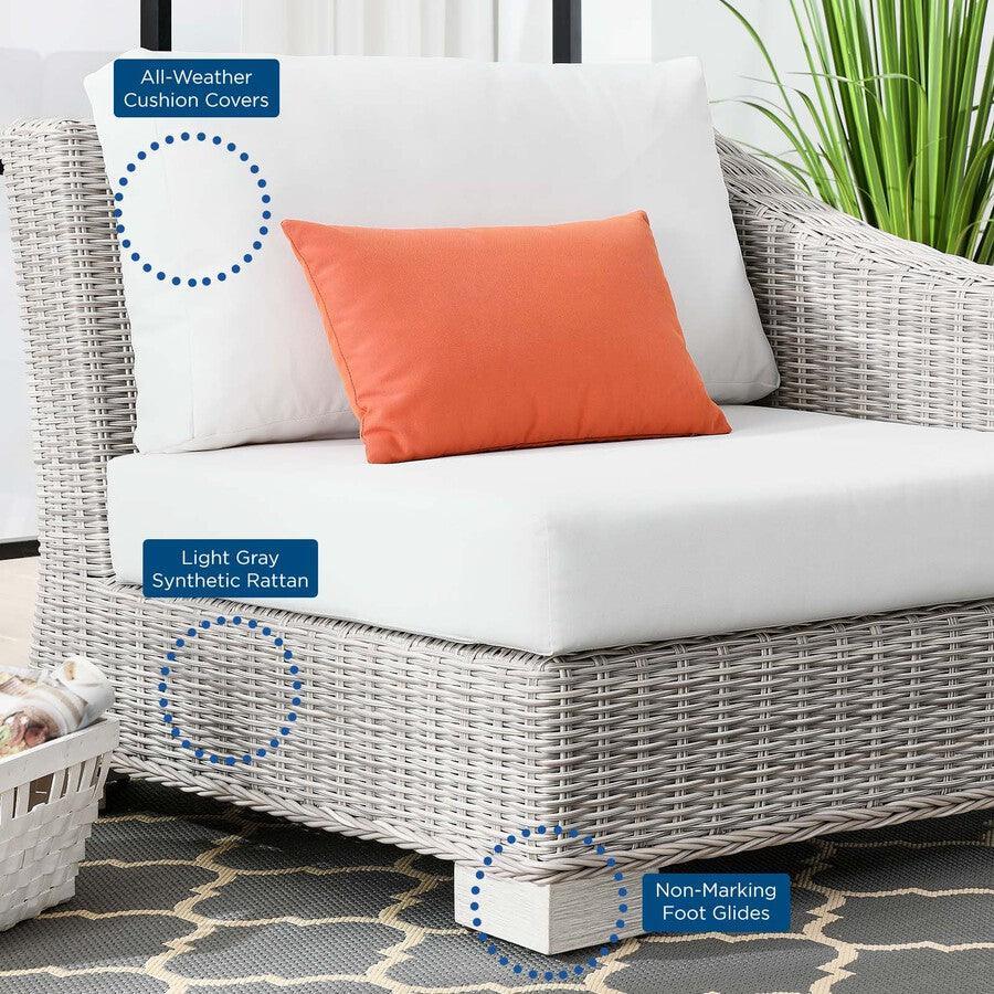 Modway Outdoor Chairs - Conway Outdoor Patio Wicker Rattan Right-Arm Chair Light Gray White