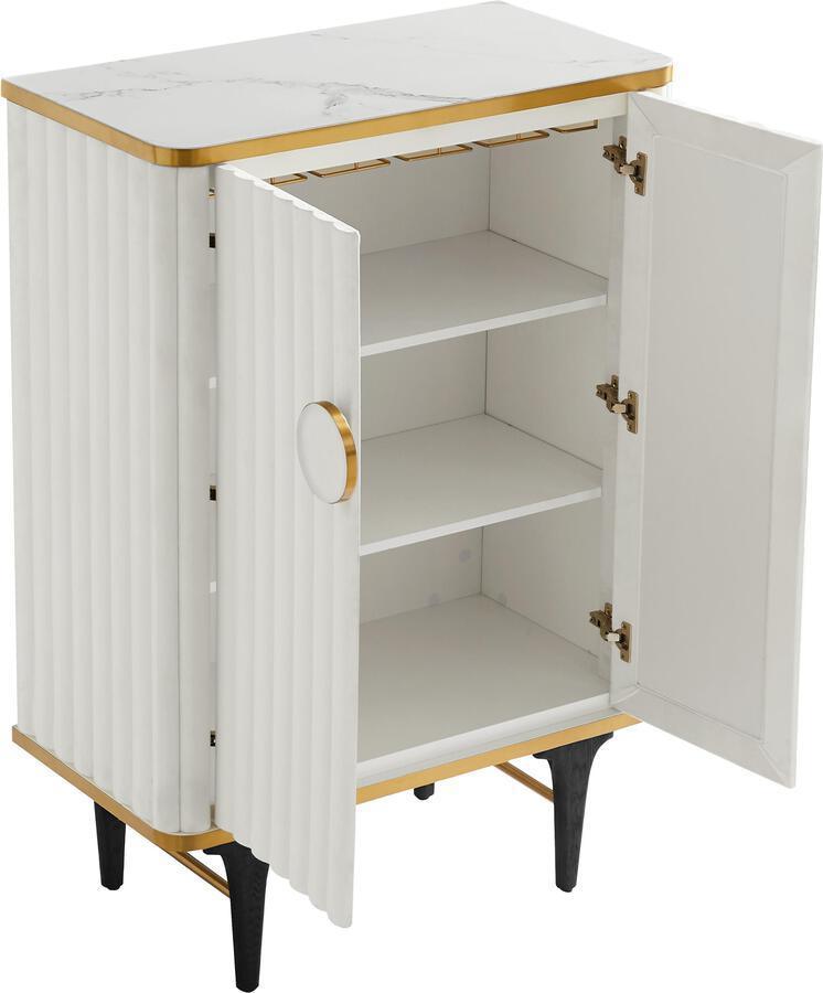 Tov Furniture Bar Units & Wine Cabinets - Cordoba Cream Velvet Bar Cabinet