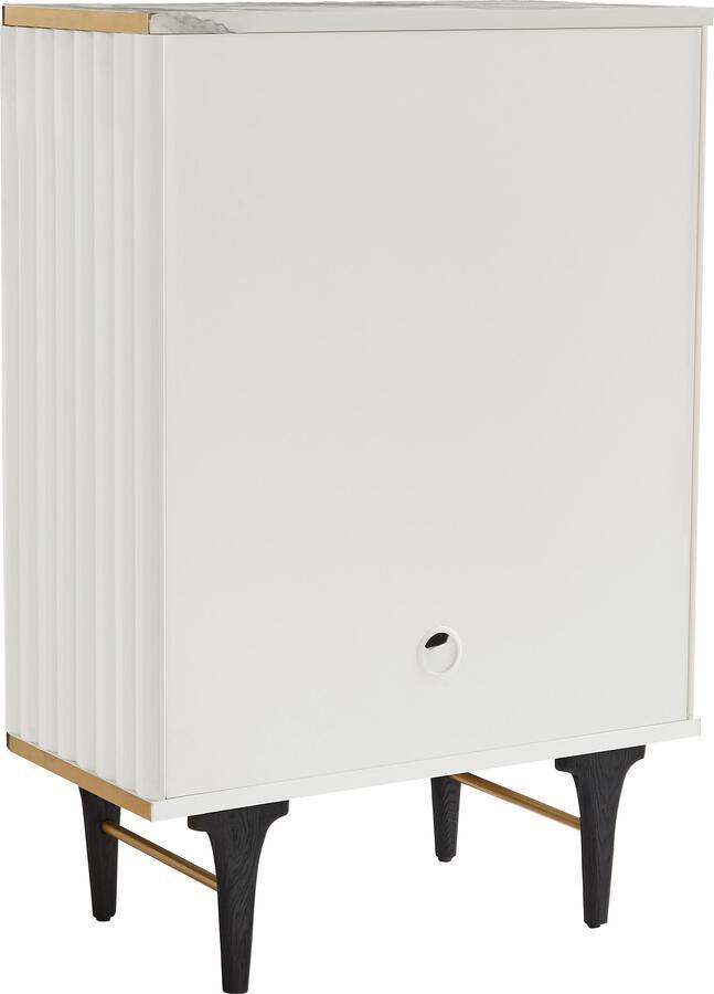 Tov Furniture Bar Units & Wine Cabinets - Cordoba Cream Velvet Bar Cabinet