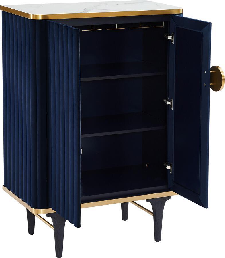 Tov Furniture Bar Units & Wine Cabinets - Cordoba Navy Velvet Bar Cabinet