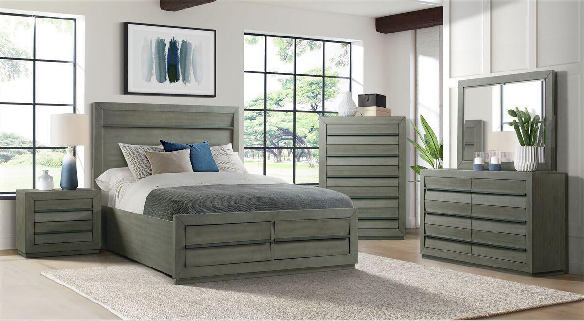 Elements Bedroom Sets - Cosmo King Storage 3Pc Bedroom Set In Grey