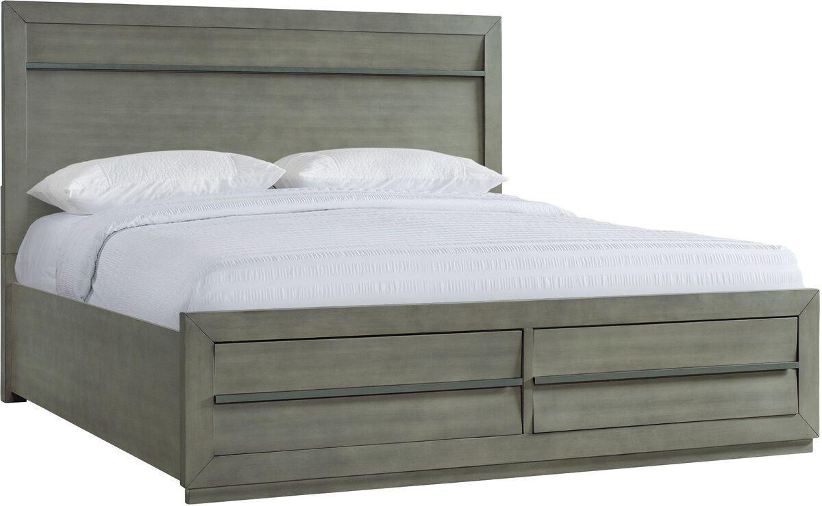 Elements Bedroom Sets - Cosmo King Storage 5Pc Bedroom Set In Grey